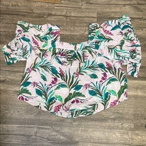 Terra & Sky Leafy Off-Shoulder Blouse